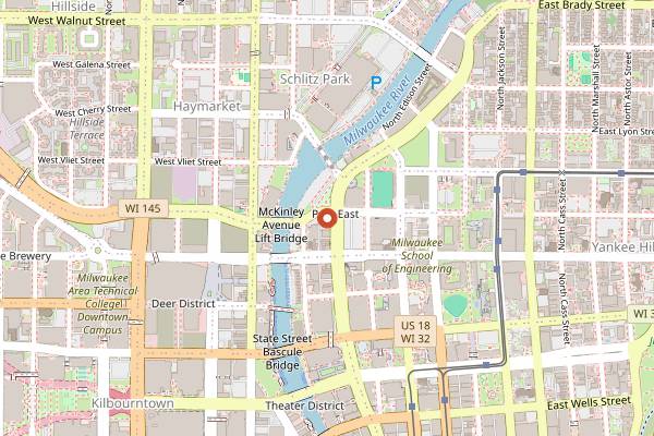 Map showing AJ Bombers Late Night in Milwaukee