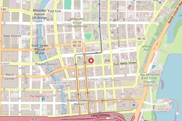 Map showing East Town Market in Milwaukee