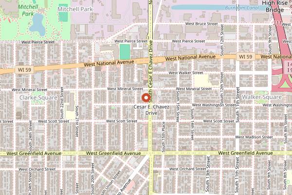 Map showing El Rey Foodmart Cesar Chavez in Milwaukee
