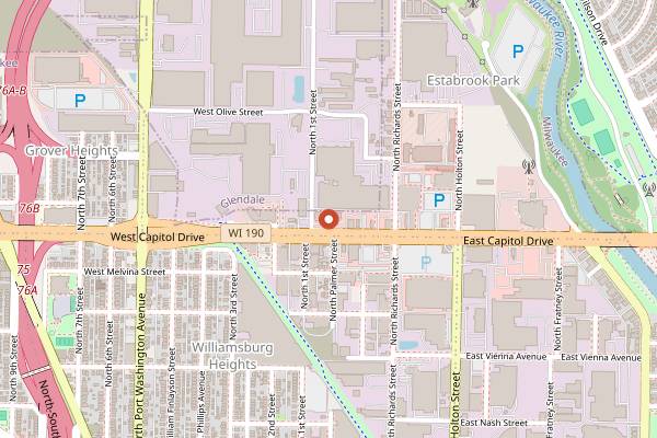 Map showing Outpost Natural Foods Riverwest in Milwaukee