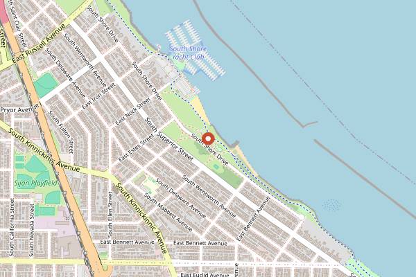Map showing South Shore Farmers Market in Milwaukee