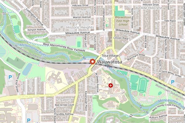 Map showing Tosa Farmers Market in Milwaukee