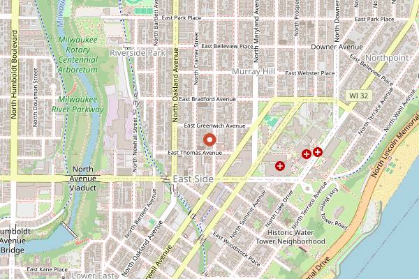 Map showing The Jazz Estate in Milwaukee