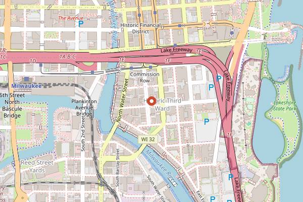 Map showing The Outsider in Milwaukee