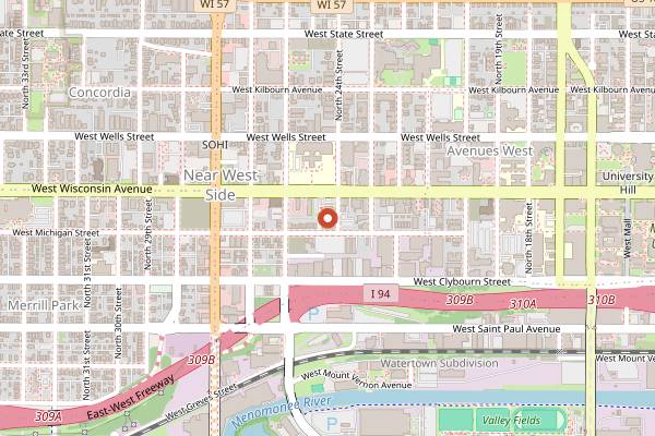 Map showing The Rave in Milwaukee