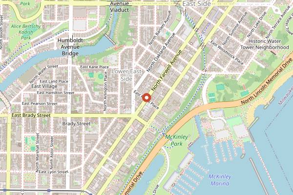 Map showing Buckatabon Tavern and Supper Club in Milwaukee