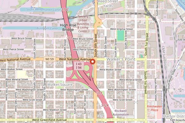 Map showing Crafty Cow in Milwaukee