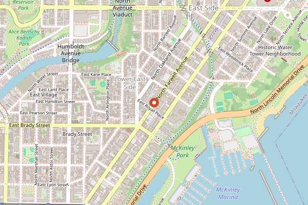 Map showing Kawa Ramen and Sushi in Milwaukee