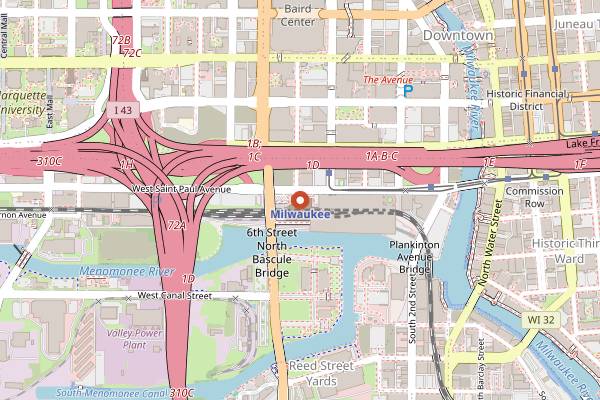 Map showing Mader's Restaurant in Milwaukee