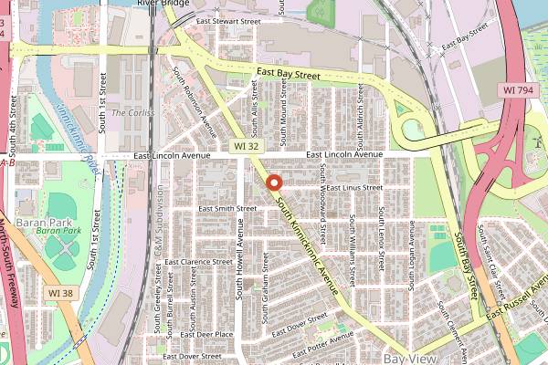Map showing Odd Duck in Milwaukee