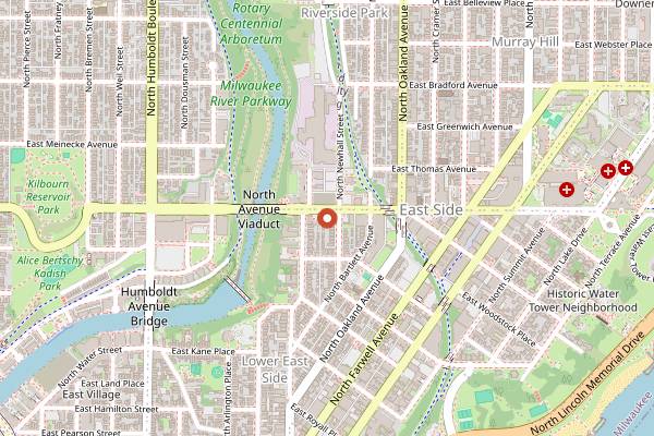 Map showing Anytime Arepa in Milwaukee