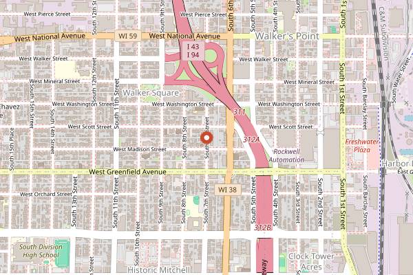 Map showing The Laughing Taco in Milwaukee