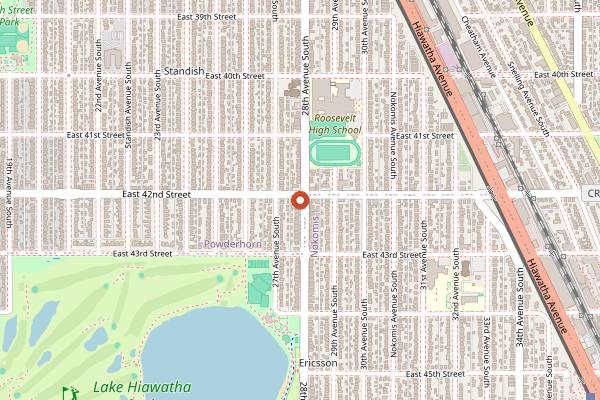 Map showing A Baker's Wife's Pastry Shop in Minneapolis