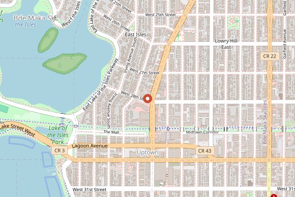 Map showing Isles Bun and Coffee in Minneapolis