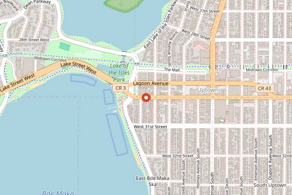 Map showing Rustica Bakery in Minneapolis
