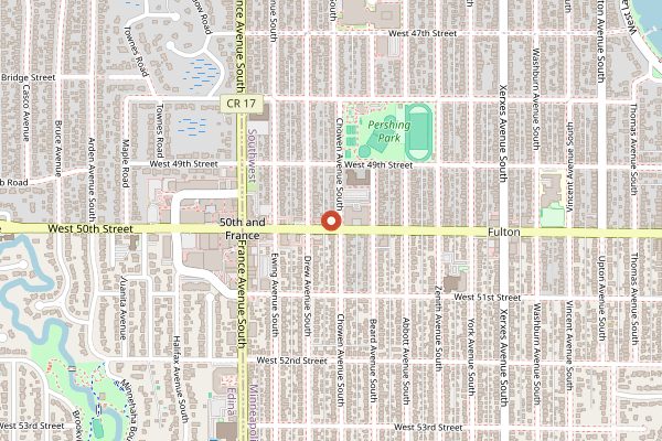 Map showing Wuollet Bakery in Minneapolis