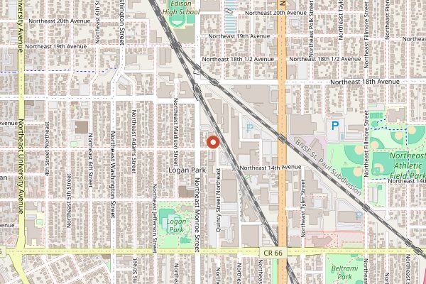 Map showing Indeed Brewing Company in Minneapolis