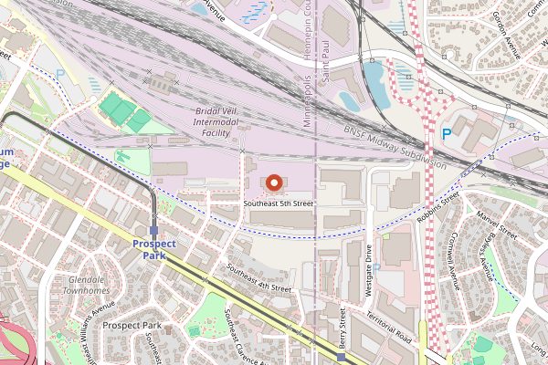 Map showing Surly Brewing Company in Minneapolis