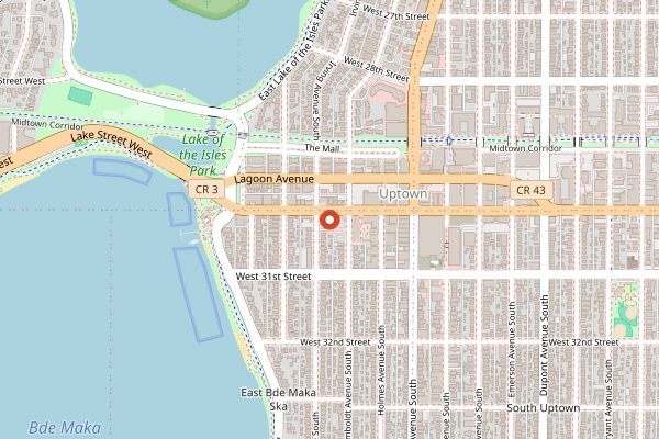 Map showing Lake and Irving in Minneapolis