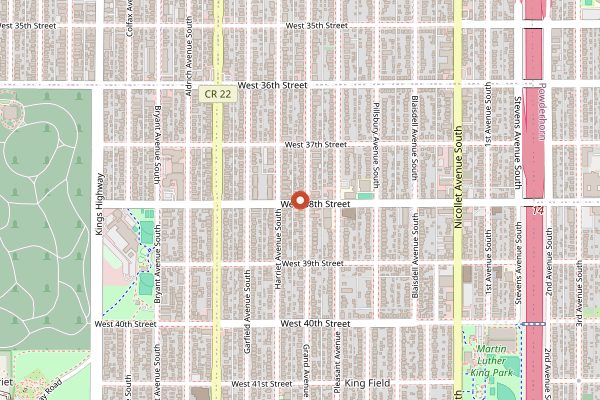 Map showing Victor's 1959 Cafe in Minneapolis