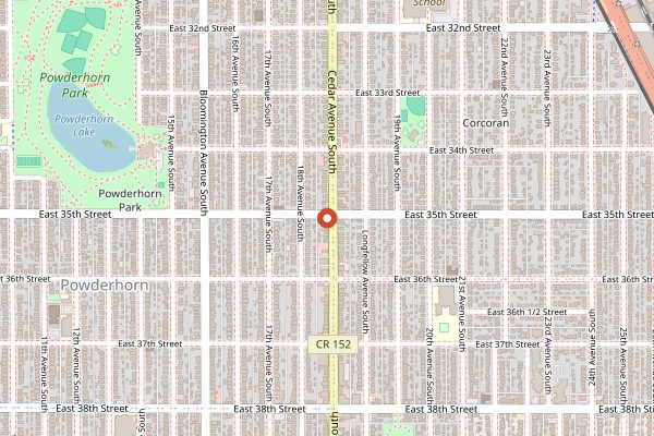 Map showing Matt's Bar in Minneapolis