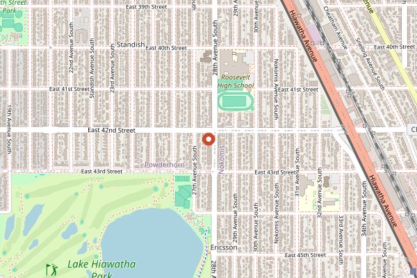 Map showing Angry Catfish Bicycle and Coffee Bar in Minneapolis