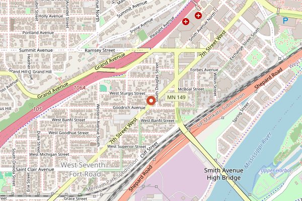 Map showing Claddagh Coffee Cafe in Minneapolis
