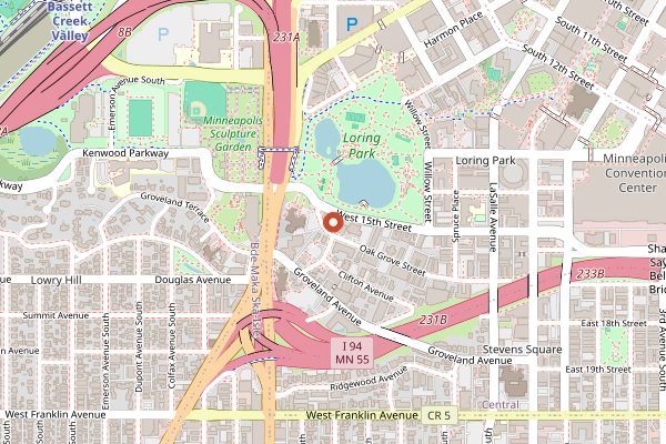 Map showing Dogwood Coffee in Minneapolis