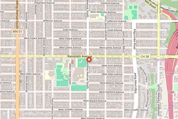 Map showing Kopplin's Coffee in Minneapolis
