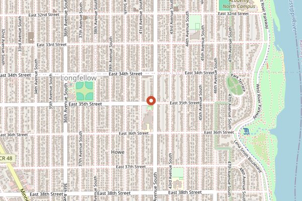 Map showing Blue Door Pub in Minneapolis