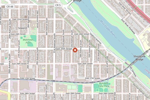 Map showing Birchwood Cafe in Minneapolis