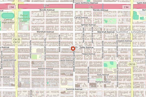 Map showing J. Selby's in Minneapolis