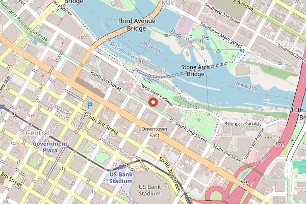 Map showing Mill City Farmers Market Tomato Tasting in Minneapolis