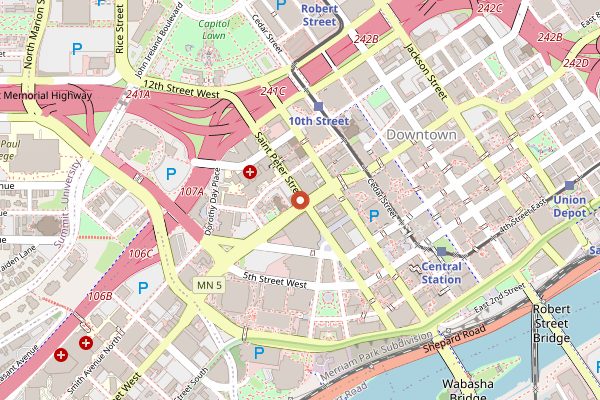 Map showing Meritage in Minneapolis