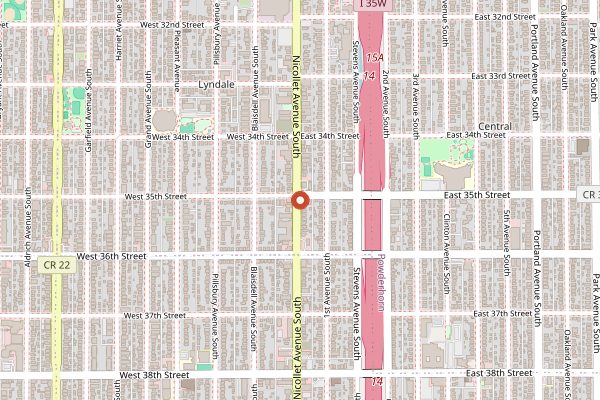 Map showing Hola Arepa in Minneapolis