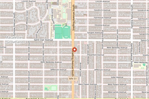 Map showing Hot Hands Pie and Biscuit in Minneapolis