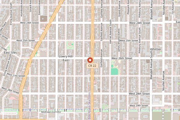 Map showing CC Club in Minneapolis