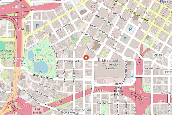 Map showing The Nicollet Diner in Minneapolis