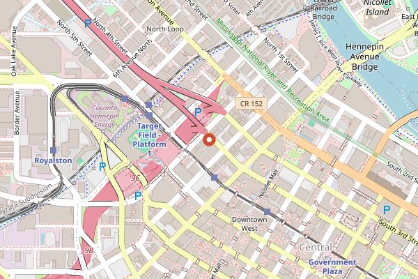 Map showing Pizza Luce Downtown in Minneapolis
