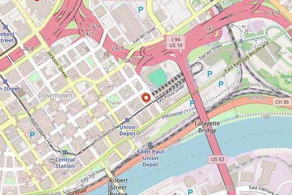 Map showing Saint Paul Farmers' Market in Minneapolis