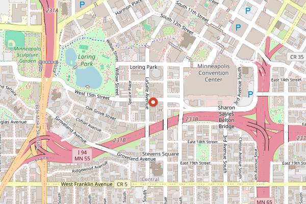 Map showing The 19 Bar in Minneapolis