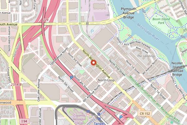 Map showing Bunker's Music Bar and Grill in Minneapolis