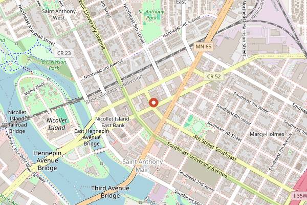 Map showing Ground Zero Nightclub in Minneapolis