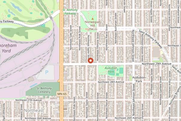 Map showing Jimmy's Bar and Lounge in Minneapolis