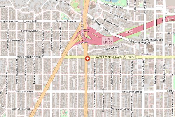 Map showing Mortimer's Bar and Restaurant in Minneapolis