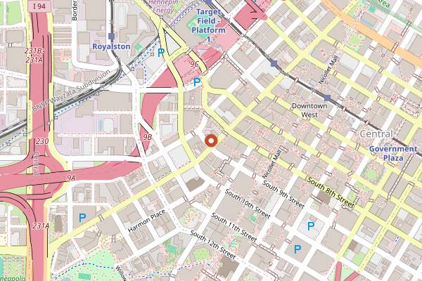 Map showing The Saloon in Minneapolis