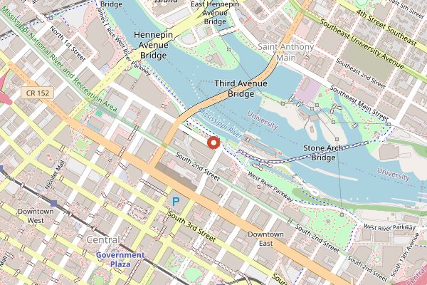 Map showing Owamni in Minneapolis