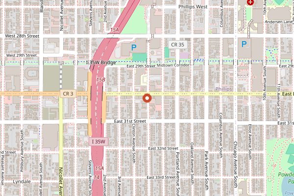 Map showing Safari Restaurant in Minneapolis