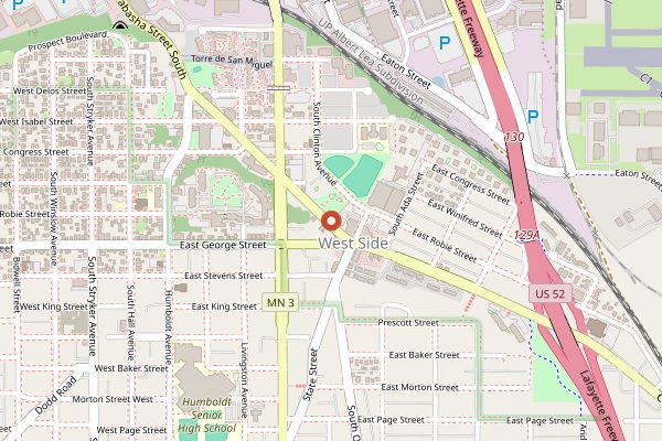 Map showing El Burrito Mercado in Minneapolis