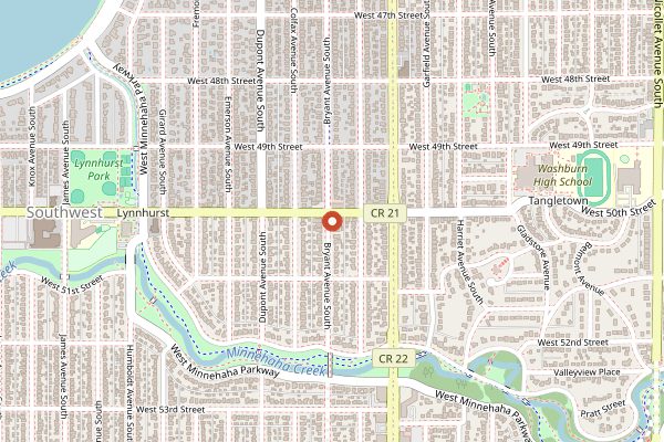 Map showing Saint Genevieve in Minneapolis